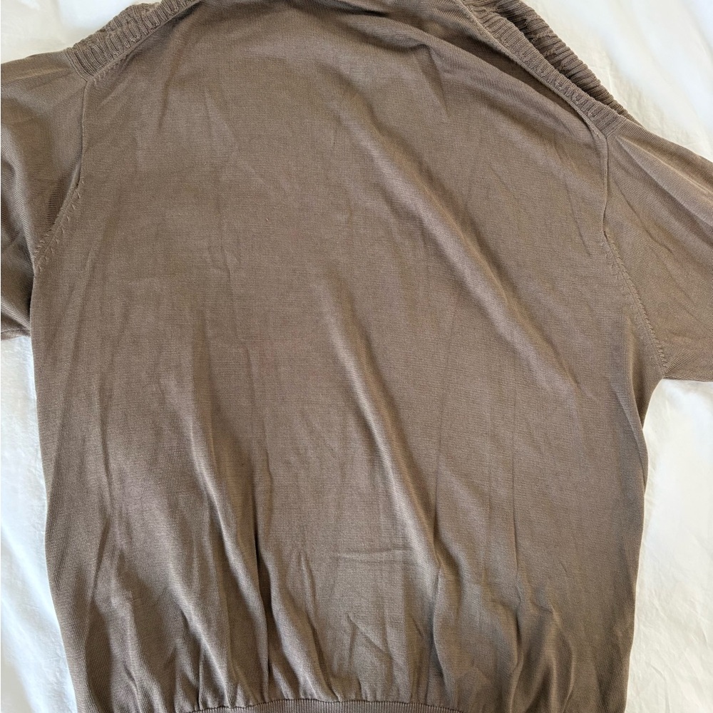 Pronto Uomo Men’s Brown Silk Cable-Knit long-sleeve Polo XL - Picture 5 of 5